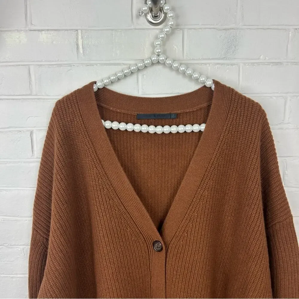 Jenni Kayne RARE Cinnamon Brown Cashmere Cocoon Cardigan Sweater Size XL